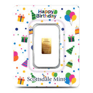 1/100 oz Scottsdale Mint Happy Birthday Cake Gold Bar (New)