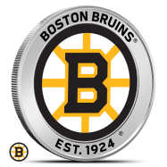 1 oz Silver Colorized NHL Boston Bruins Round BU