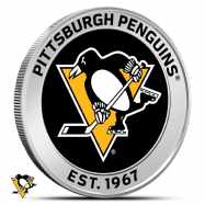 1 oz Silver Colorized NHL Pittsburgh Penguins Round BU
