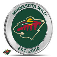 1 oz Silver Colorized NHL Minnesota Wild Round BU