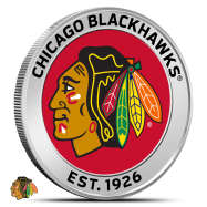 1 oz Silver Colorized NHL Chicago Blackhawks Round BU