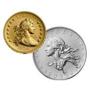 1804 Silver Dollar Gold Coin and Silver Medal Set (Box + CoA)
