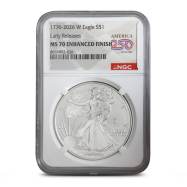 2026-W 1 oz Burnished American Silver Eagle Coin NGC MS70 ER (Dual Date)