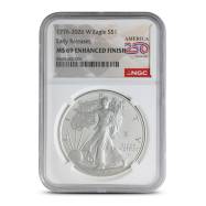 2026-W 1 oz Burnished American Silver Eagle Coin NGC MS69 ER (Dual Date)