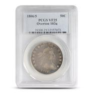 1806/5 Draped Bust Half Dollar PCGS VF25 (O-103a)