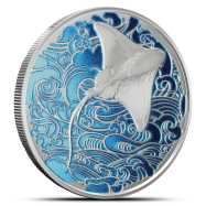 2026 1 oz Colorized Proof Pitcairn Islands Silver Ocean Wonders Stingray Coin (Box + CoA)