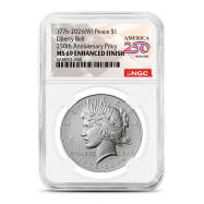2026-W Burnished Peace Silver Dollar Coin NGC MS69 (Enhanced, Dual Date)