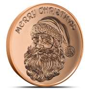 1 oz Santa Face Merry Christmas Copper Round (New)