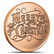 1 oz Merry Christmas Holly Copper Round (New)