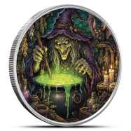 1 oz Colorized Scottsdale Witchs Brew Silver Round (New)