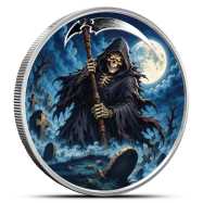 1 oz Colorized Scottsdale Grim Reaper Silver Round (New)