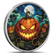 1 oz Colorized Scottsdale Jack-O-Lantern Silver Round (New)