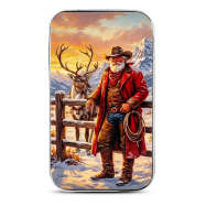 1 oz Silver Colorized Cowboy Santa Bar New | Scottsdale