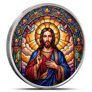 1 oz Silver Colorized Iridescent Jesus Round with Box & CoA | Scottsdale
