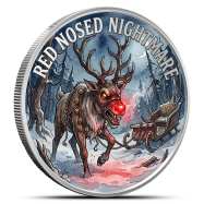 1 oz Silver Colorized Red Nosed Nightmare Round New | Scottsdale