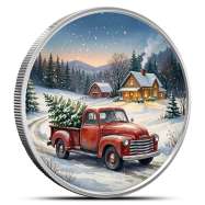 1 oz Silver Colorized Vintage Red Truck Round New | Scottsdale