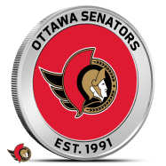 1 oz Silver Colorized NHL Ottawa Senators Round BU