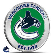 1 oz Silver Colorized NHL Vancouver Canucks Round BU