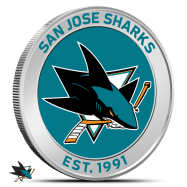 1 oz Silver Colorized NHL San Jose Sharks Round BU