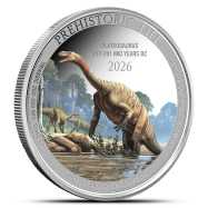 2026 1 oz Colorized Congo Silver Prehistoric Life Plateosaurus Coin (BU)