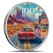 2026 1 oz Colorized American Silver Eagle 100 Years of Route 66 Coin (In Capsule)