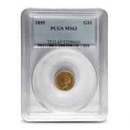 1855 Pre-33 $1 Indian Gold Coin PCGS MS63 (Type 2)