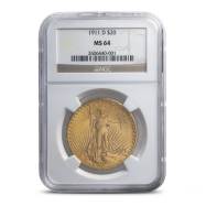 1911-D Pre-33 $20 Saint Gaudens Gold Double Eagle Coin NGC MS64