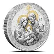 2026 High Relief Cameroon Nativity 5 oz Brass Coin Silver Plated, with Capsule & CoA