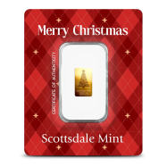 1/100 oz Scottsdale Mint Christmas Tree Gold Bar (New)
