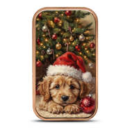 1 oz Copper Colorized Puppy Ornament Bar New, Ornament Capsule