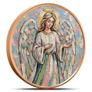 1 oz Copper Colorized Painted Angel Round New, Ornament Capsule