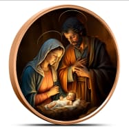 1 oz Copper Colorized Warm Nativity Scene Round New, Ornament Capsule