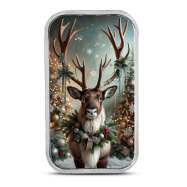 1 oz Silver Colorized Christmas Reindeer Bar New, Ornament Capsule