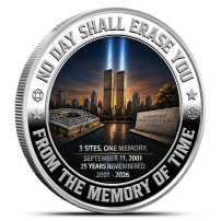 1 oz Colorized 9/11 25th Anniversary Three Sites Silver Round (Proof-Like, New)