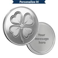 1/2 oz Engravable Lucky Clover Golf Ball Marker Silver Round (New)