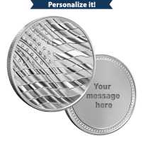1/2 oz Engravable American Flag Golf Ball Marker Silver Round (New)