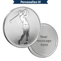 1/2 oz Engravable Swinging Golfer Golf Ball Marker Silver Round (New)
