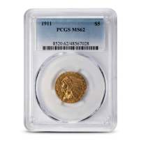 1911 Pre-33 $5 Indian Gold Half Eagle Coin PCGS MS62