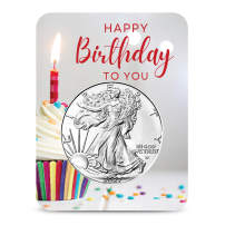 2027 1 oz American Silver Eagle Coin (BU, Happy Birthday Cupcake Card)