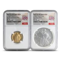 1916 Standing Liberty Quarter Gold Coin and Silver Medal Set NGC SP70 (America250 Label)