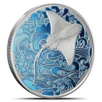 2026 1 oz Colorized Proof Pitcairn Islands Silver Ocean Wonders Stingray Coin (Box + CoA)
