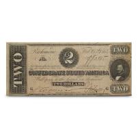 1864 $2 Confederate States of America Note (Very Fine)