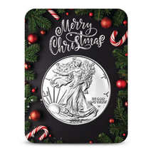 2026 1 oz Silver American Eagle Coins (BU, Candy Cane Christmas Garland Card)