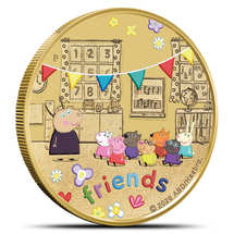 2026 Colorized Aluminum Bronze Tuvalu Peppa Pig Three Coin Sets (In Card)