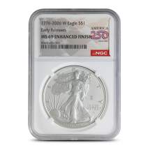 2026-W 1 oz Burnished Silver American Eagle Coins NGC MS69 ER (Dual Date)