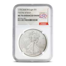 2026-W 1 oz Burnished Silver American Eagle Coins NGC MS70 FDOI (Dual Date)