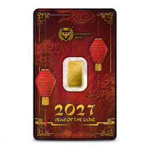 2027 1 Gram Gold Germania Mint Lunar Goat Bars (New w/ Assay)